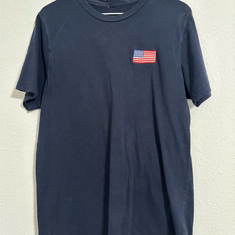 Navy Blue T-Shirt with Flag Patch